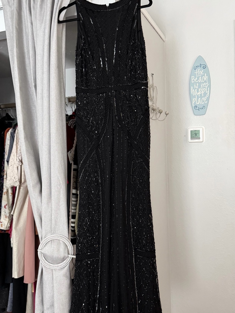 Adrianna Papell Black Beaded V-Neck Maxi Dress - Picture 8 of 12
